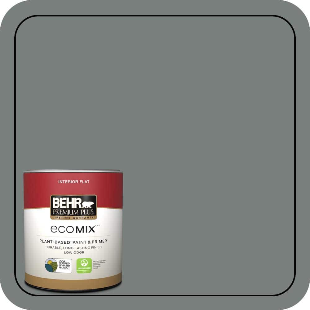 BEHR PREMIUM PLUS #PPU25-18 Shutter Gray Flat EcoMix Plant-Based & Primer (1)