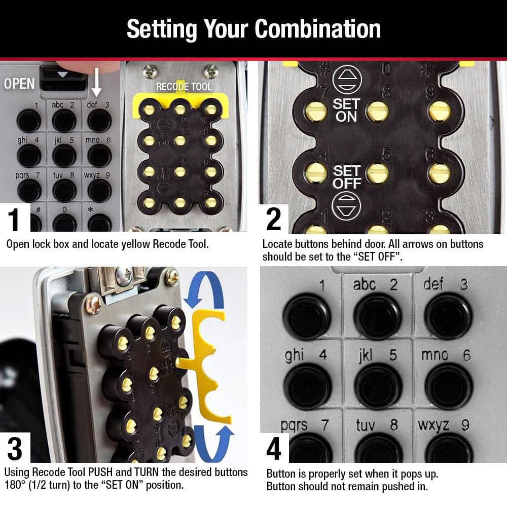 Master Lock Lock Box, Resettable Push Button Combination (4)