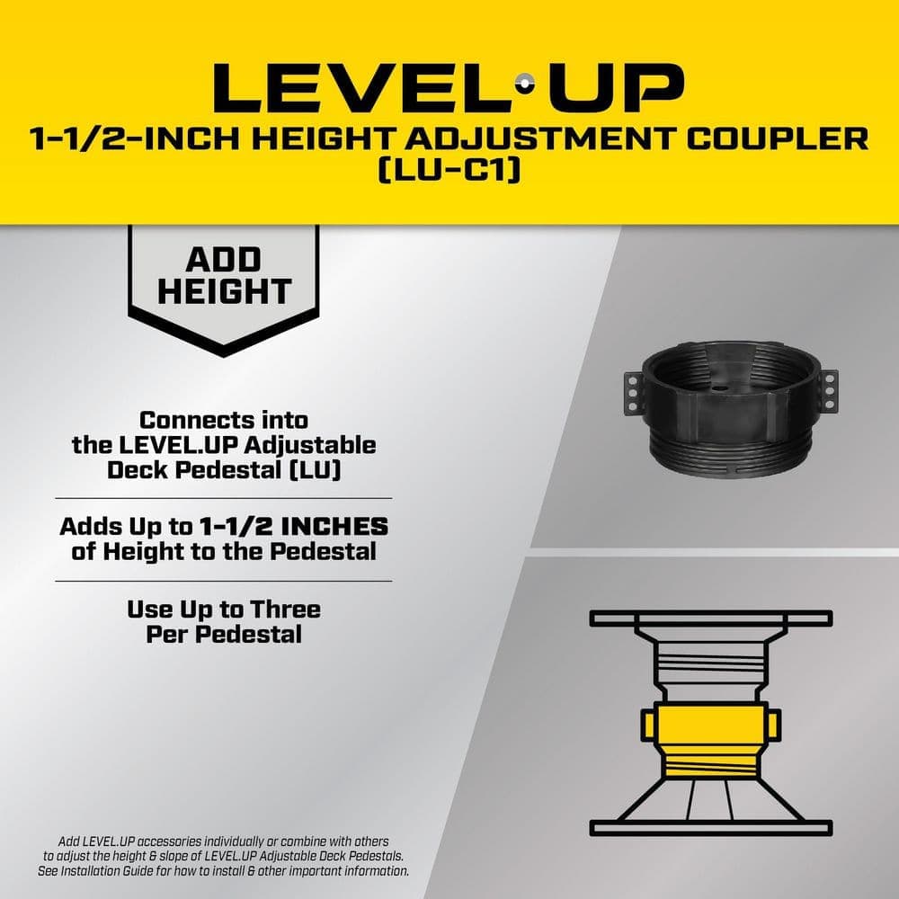 Bison Innovative Products Level.Up Pedestal System Accessory Height Coupler 1-1/2 in. (12-Pack) (2)