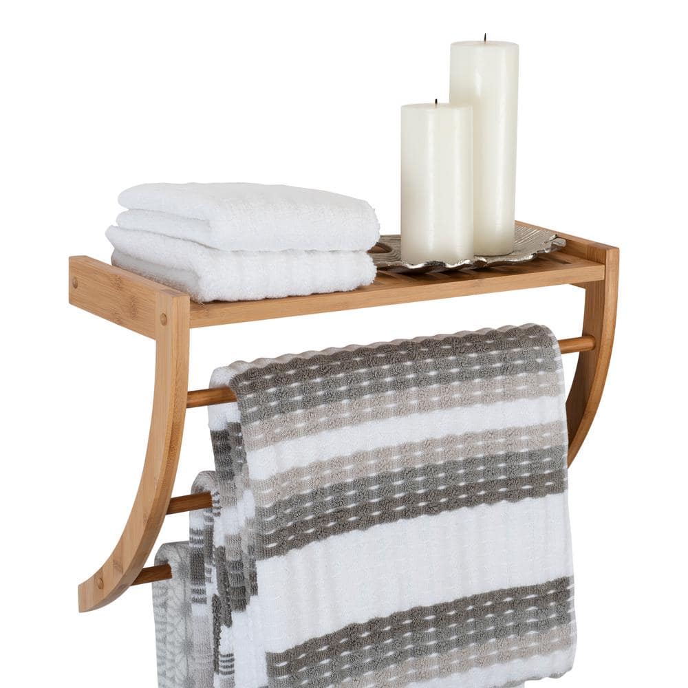 ORGANIZE IT ALL 19.62 in. Bamboo Wall Mount Shelf and Towel Rack (2)