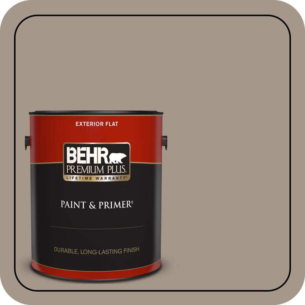 BEHR PREMIUM PLUS 1 gal. #N220-4 Shiitake Flat Exterior Paint & Primer
