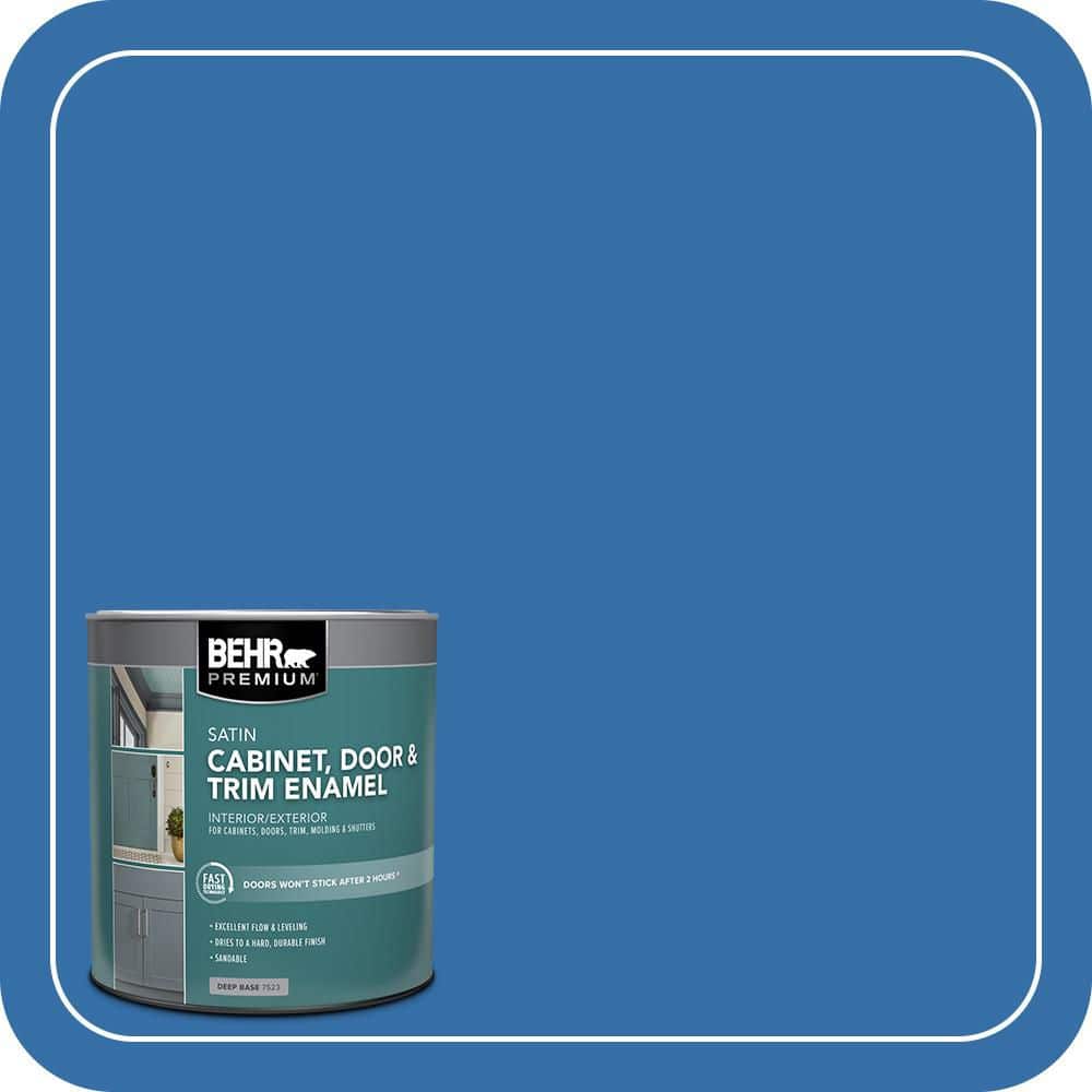 BEHR PREMIUM 1 qt. #P520-6 Mega Blue Satin Enamel Interior/Exterior Cabinet, Door & Trim Paint