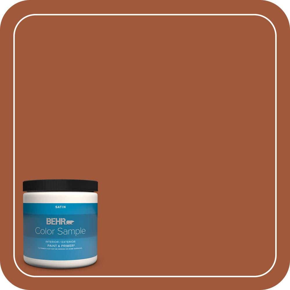 BEHR PREMIUM PLUS 8 oz. #S-H-230 Ground Nutmeg Satin Enamel Interior/Exterior Paint & Primer Color Sample