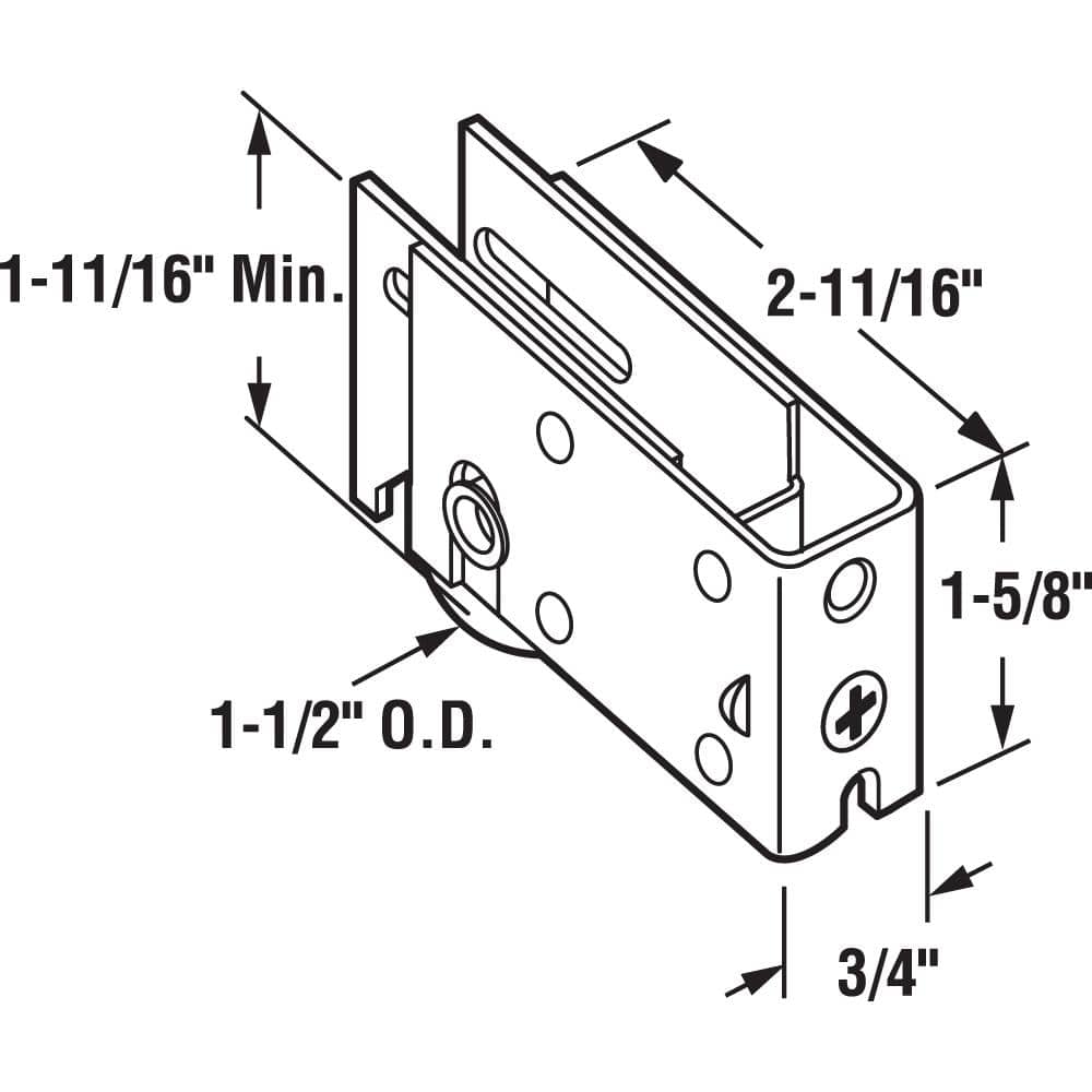 Prime-Line 1-1/2 in., Steel Roller Assembly, Plain Back (2)