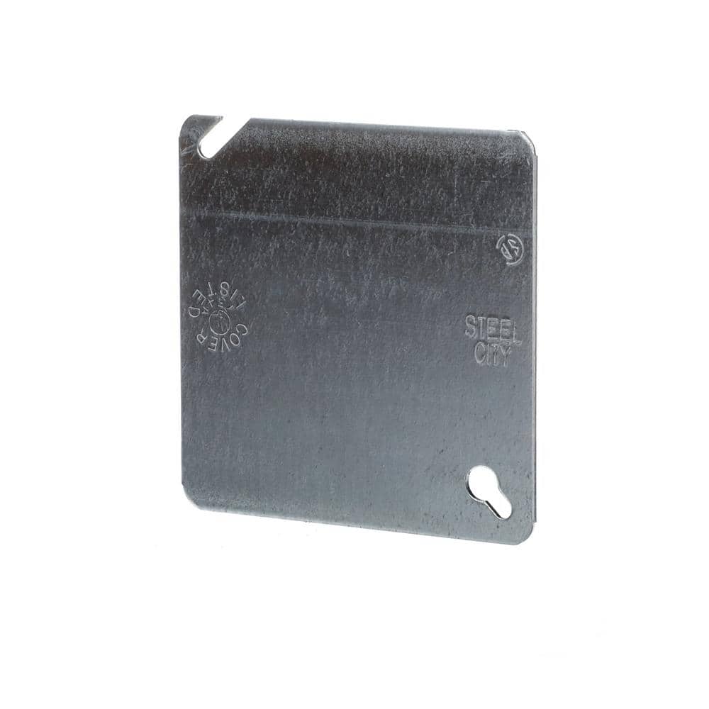 Steel City 4 in. Metallic Blank Square Electrical Box Cover (52C1-50R)