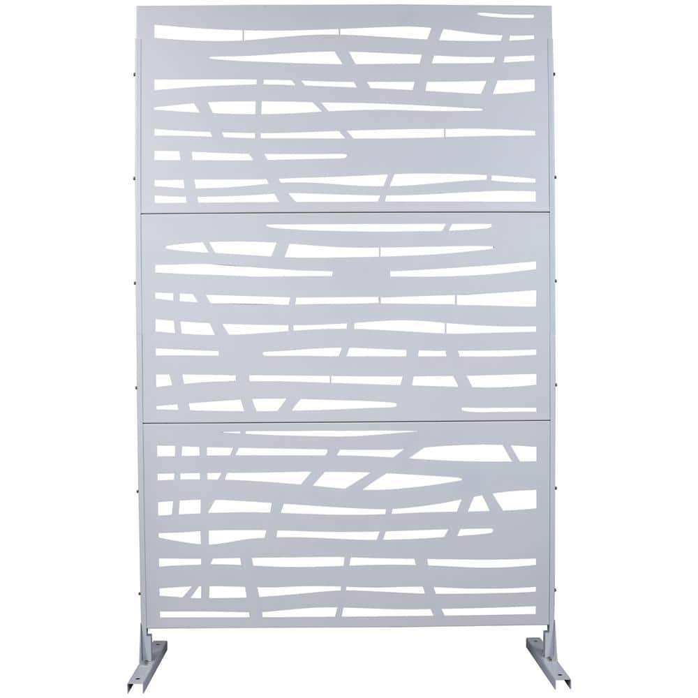 Kahomvis 6.3 ft. x 4 ft. White Outdoor Steel Decorative Privacy Screen, Indoor Metal Privacy Fence Panel (1)