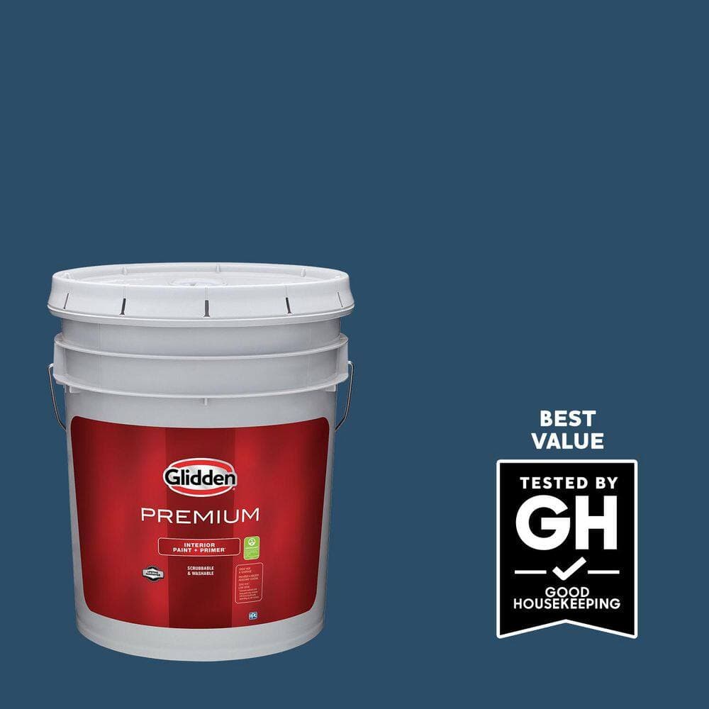 Glidden Premium 5 gal. PPG1159-7 Singing The Blues Flat Interior Latex Paint