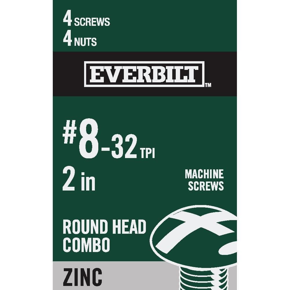 Everbilt #8-32 x 2 in. Zinc Plated Combo Round Head Machine Screw (4-Pack) (1)