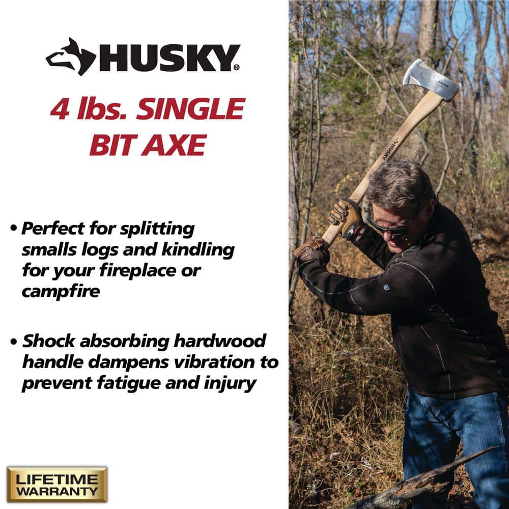 Husky 4LB Single Bit Michigan Axe with 35" American Hickory Hdl (3)
