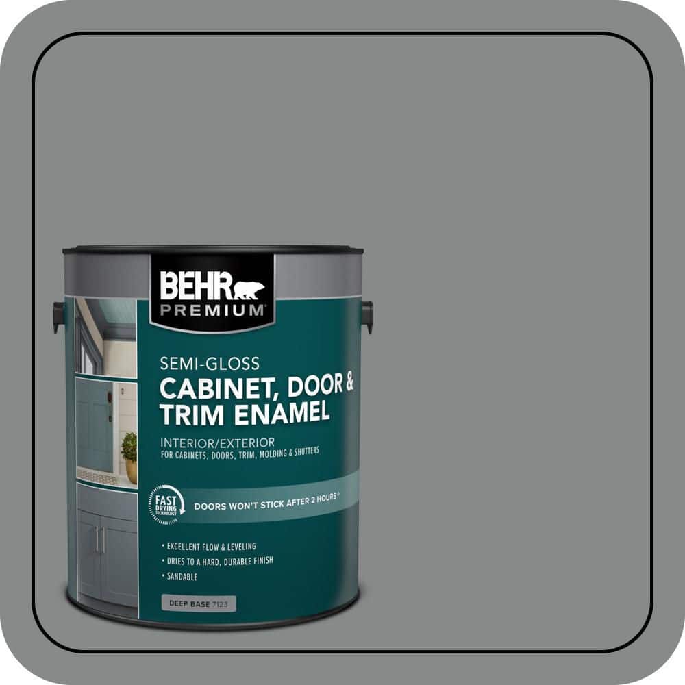 BEHR PREMIUM 1 gal. #N460-5 Slate Rock Semi-Gloss Enamel Interior/Exterior Cabinet, Door & Trim Paint