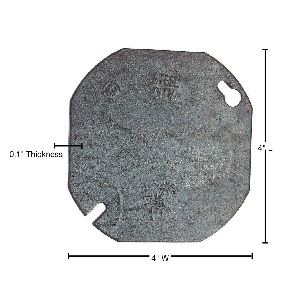 Steel City 4 in. Square Steel Metallic Box Cover for Double Duplex (54C1-25R) (4)
