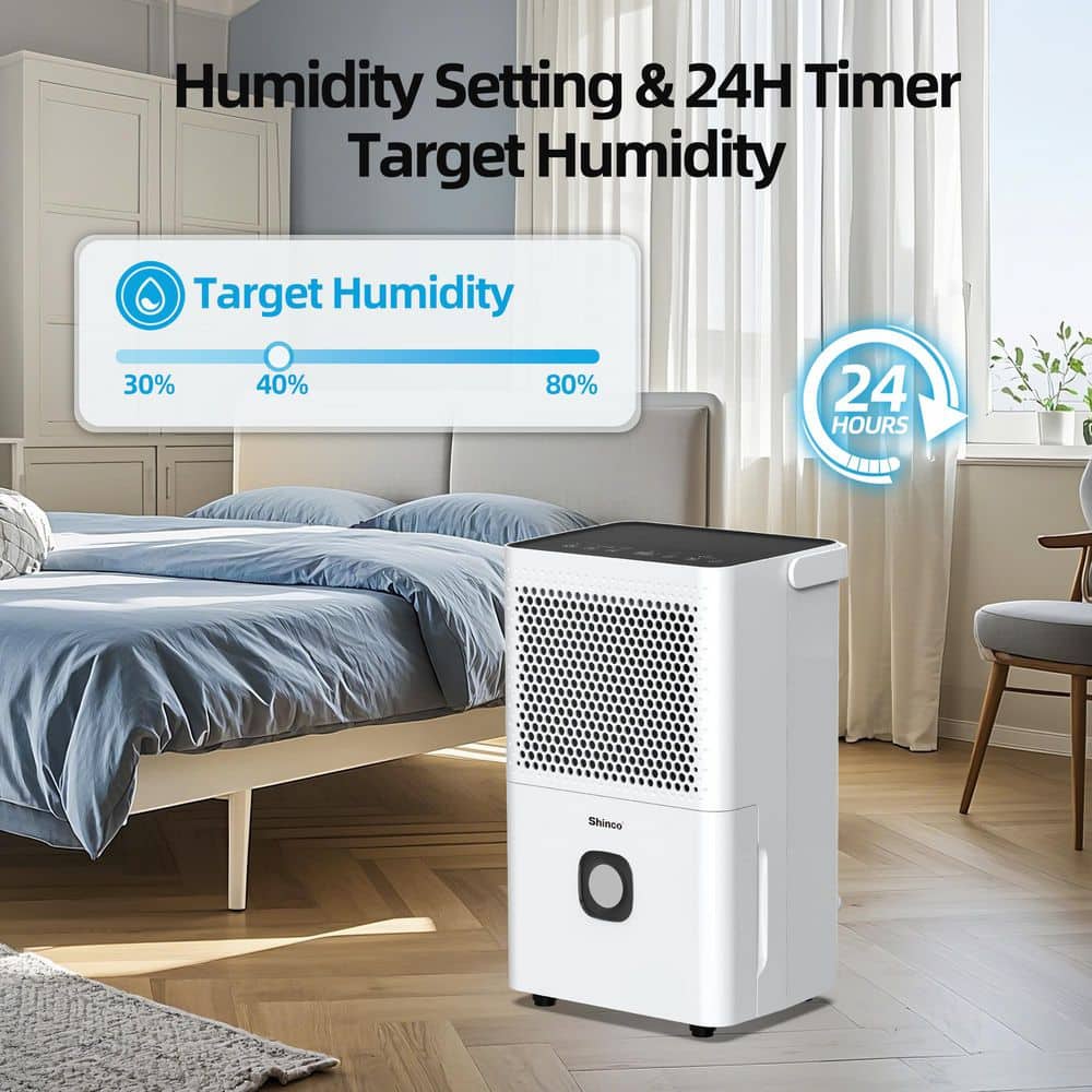 Edendirect 30 pt. 1,500 sq.ft. Portable Dehumidifier in White with Auto Defrost, Activated Carbon Filter, Timer, Automatic Shutoff (3)