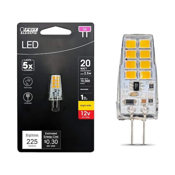 Feit Electric 20-Watt Equivalent T4 G4 Bi-Pin Base Landscape 12-Volt LED Light Bulb Bright White (3000K)