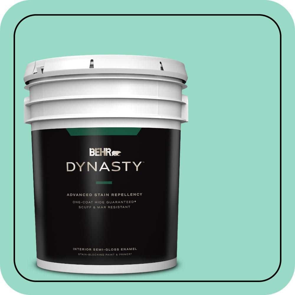 BEHR DYNASTY 5 gal. #MQ4-17 Pageant Green One-Coat Hide Semi-Gloss Enamel Interior Stain-Blocking Paint & Primer