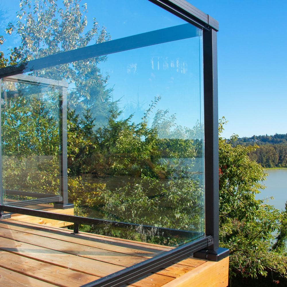 PEAK Aluminum Railing 36-5/16 in. H x 66 in. W Aluminum Deck Railing Clear Tempered Glass Panel for 42 in. High System