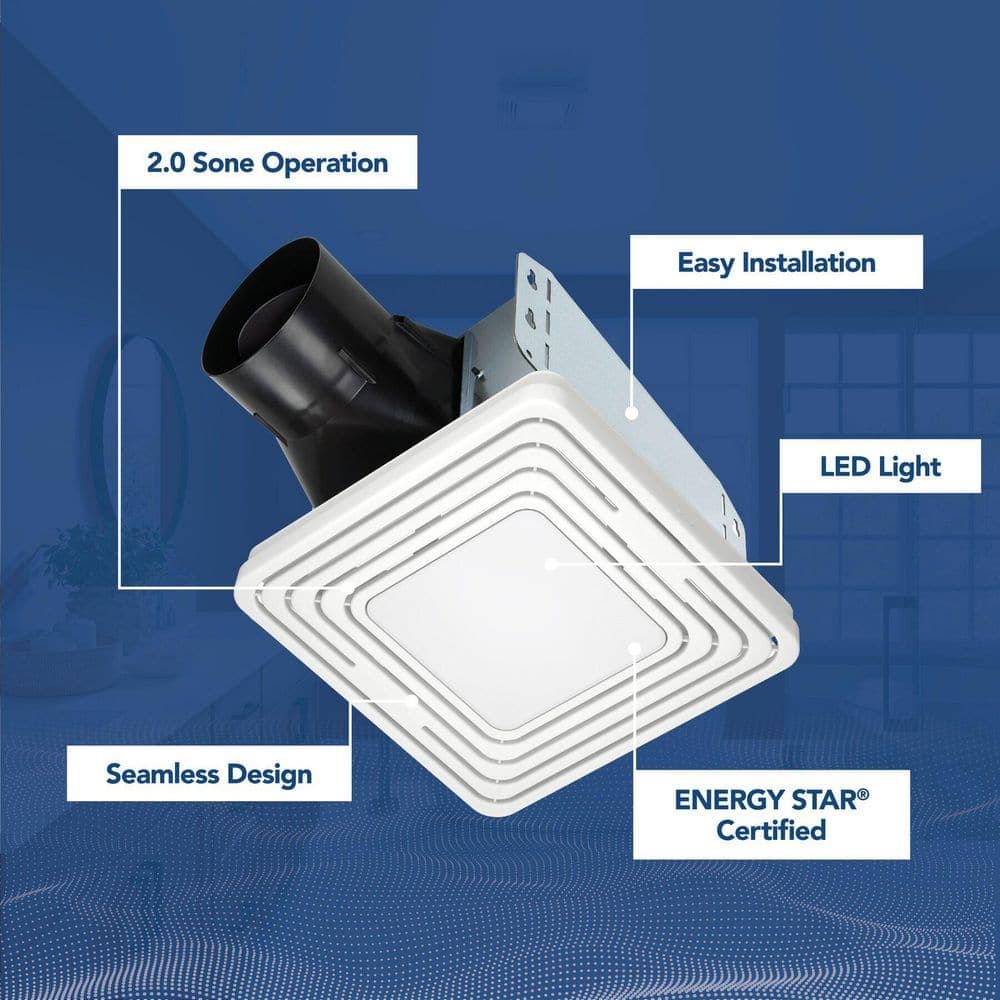 Broan-NuTone Roomside Series, White, 80 CFM, No Cut Roomside Installation with Light, ENERGY STAR, Bathroom Exhaust Fan (4)
