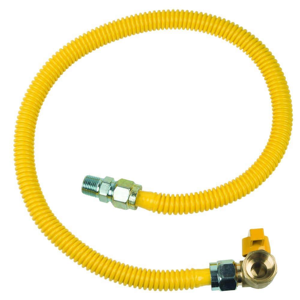 BrassCraft ProCoat 1/2 in. MIP x 3/4 in. FIP Angle Ball Valve x 36 in. Stainless Steel Gas Connector 5/8 in. O.D. (125,000 BTU) (1)