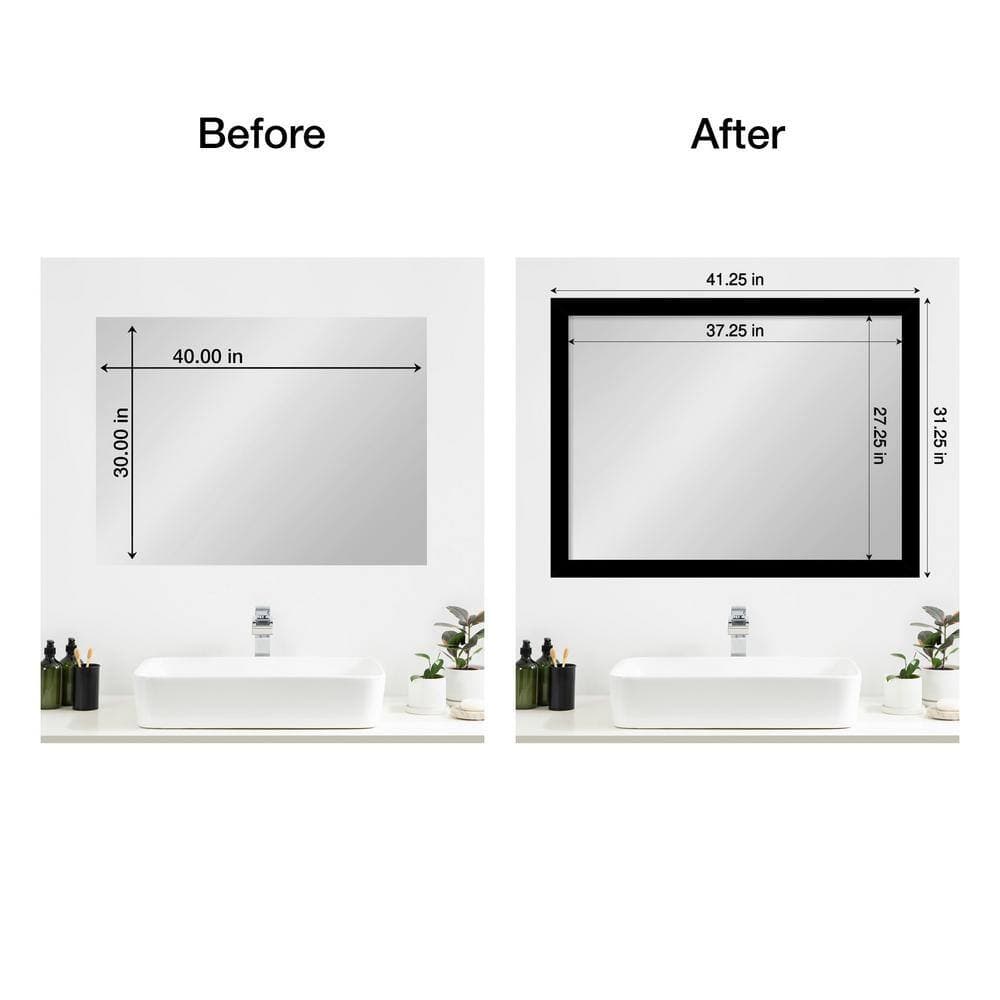 Amanti Art Mirror Makeover Brushed Black 41.25 in. W x 31.25 in. H Bathroom Mirror Frame Border Kit-Fits a 40 x 30 mirror (2)