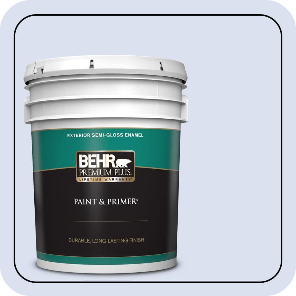 BEHR PREMIUM PLUS 5 gal. #P540-1 Vaguely Violet Semi-Gloss Enamel Exterior Paint & Primer