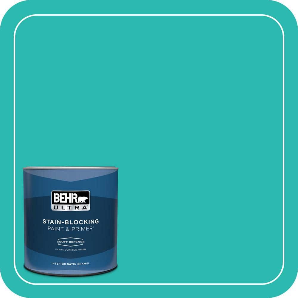 BEHR ULTRA 1 qt. #P450-5 Island Aqua Extra Durable Satin Enamel Interior Paint & Primer