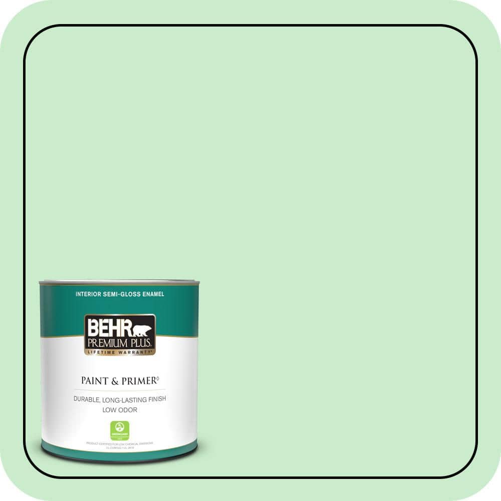 BEHR PREMIUM PLUS 1 qt. #P390-2 Chilled Mint Semi-Gloss Enamel Low Odor Interior Paint & Primer