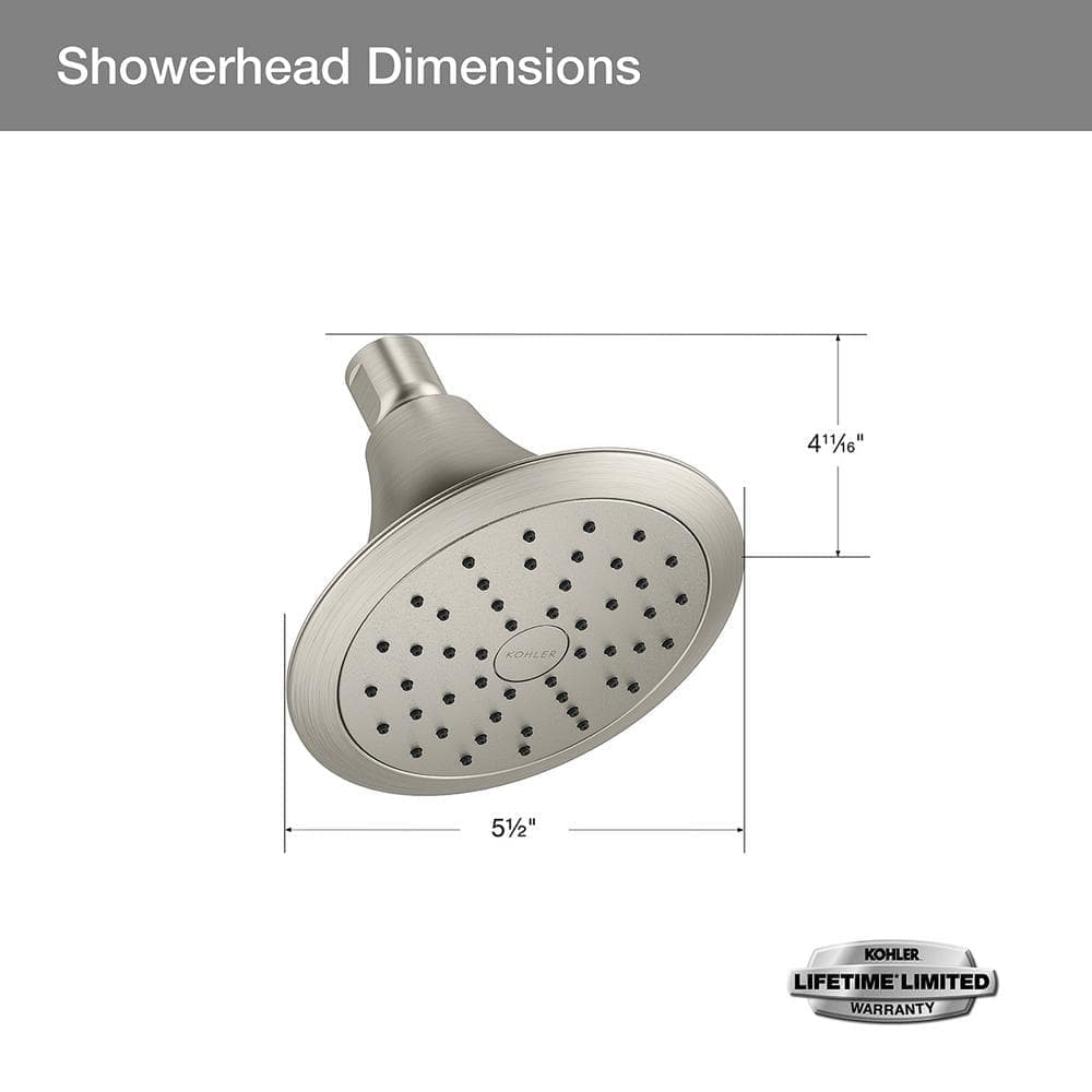 KOHLER Forte 1-Spray Pattern 5.5 in. Single Wall Mount Fixed Shower Head in Vibrant Brushed Nickel (4)