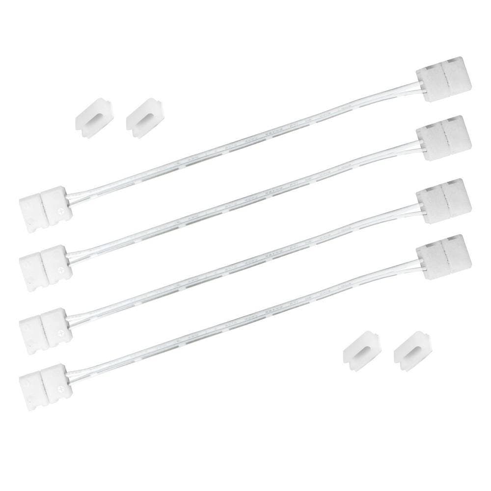 Commercial Electric 6 in. White Connector Cord LED Strip Light Connector Pack (4 x 6 in. Snap Connectors, 4 Wire Mounting Clips) (2)