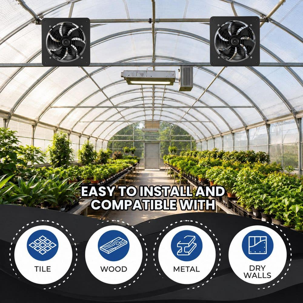 OMNIPV 2100 CFM 40-Watt Hybrid Solar Powered Wall Mount Gable Roof Vent Exhaust Fan, Auto On/Off Thermostat, Cools 3000 sq. ft. (2)