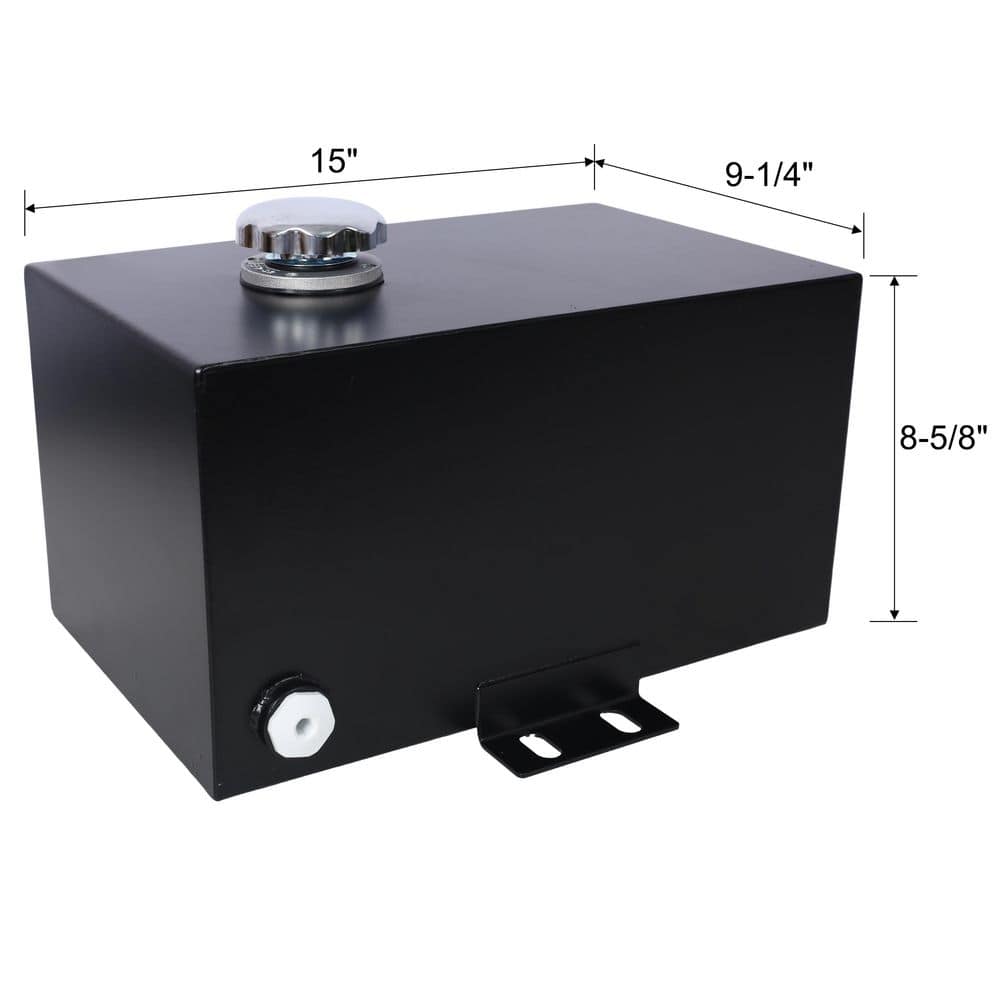 Tidoin 5 Gal. Black Steel Hydraulic Fluid Reservoir Tank with Inlet 1-1/2 in. FNPT and Outlet 3/4 in. FNPT (2)