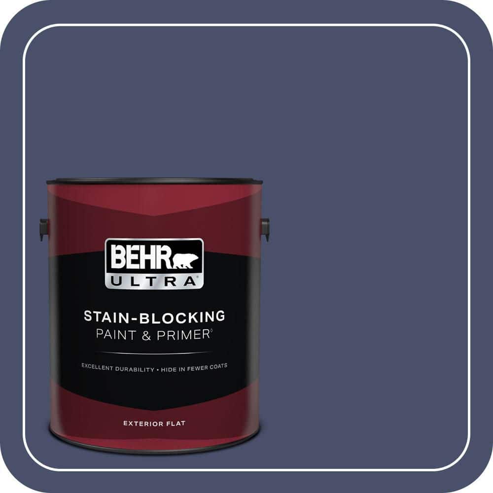 BEHR ULTRA 1 gal. #M530-7 Elegant Navy Flat Exterior Paint & Primer