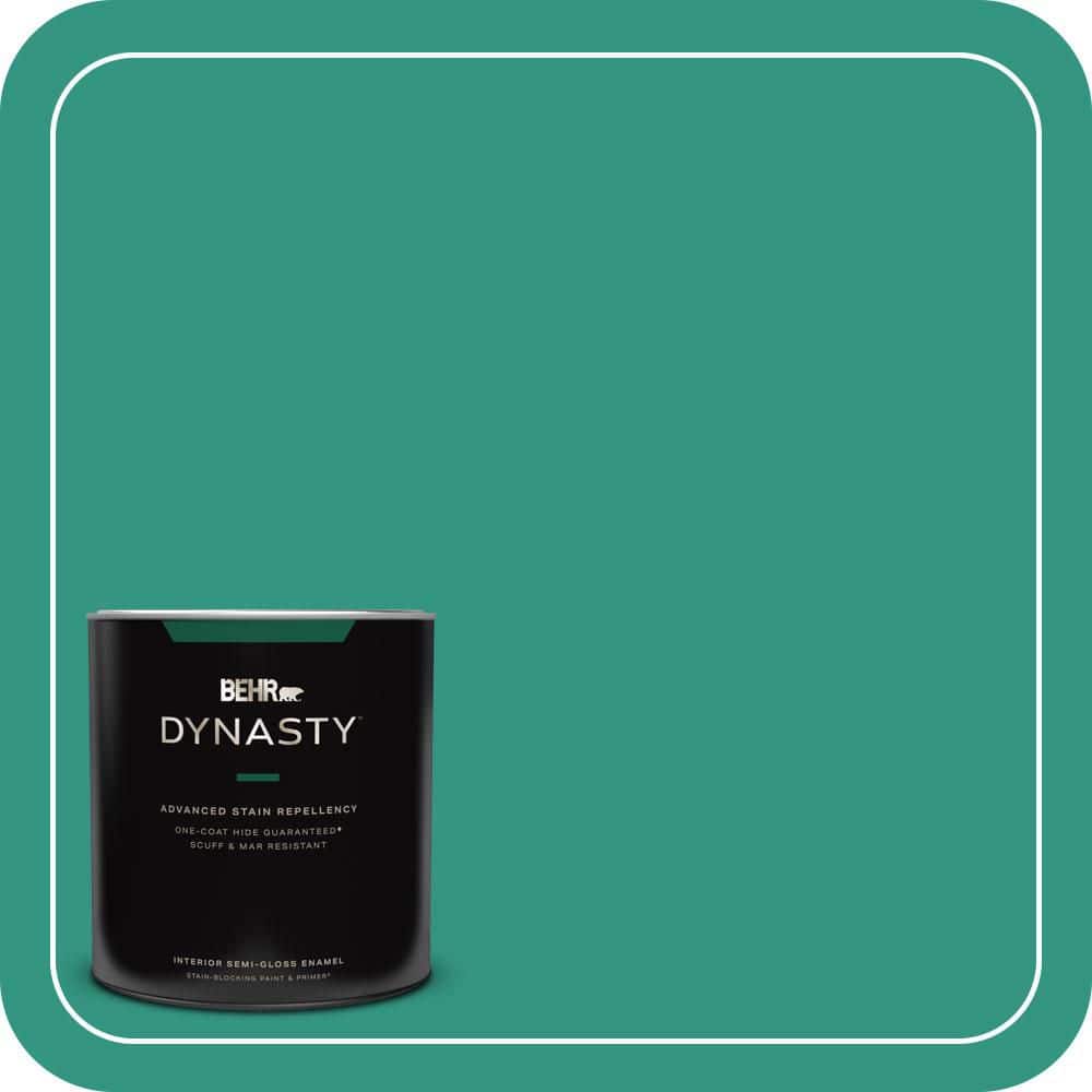 BEHR DYNASTY 1 qt. #P440-6 Esmeralda One-Coat Hide Semi-Gloss Enamel Interior Stain-Blocking Paint and Primer