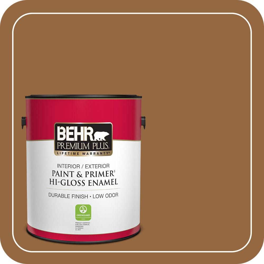 BEHR PREMIUM PLUS 1 gal. #MQ2-6 Gilded Glamour Hi-Gloss Enamel Interior/Exterior Paint & Primer