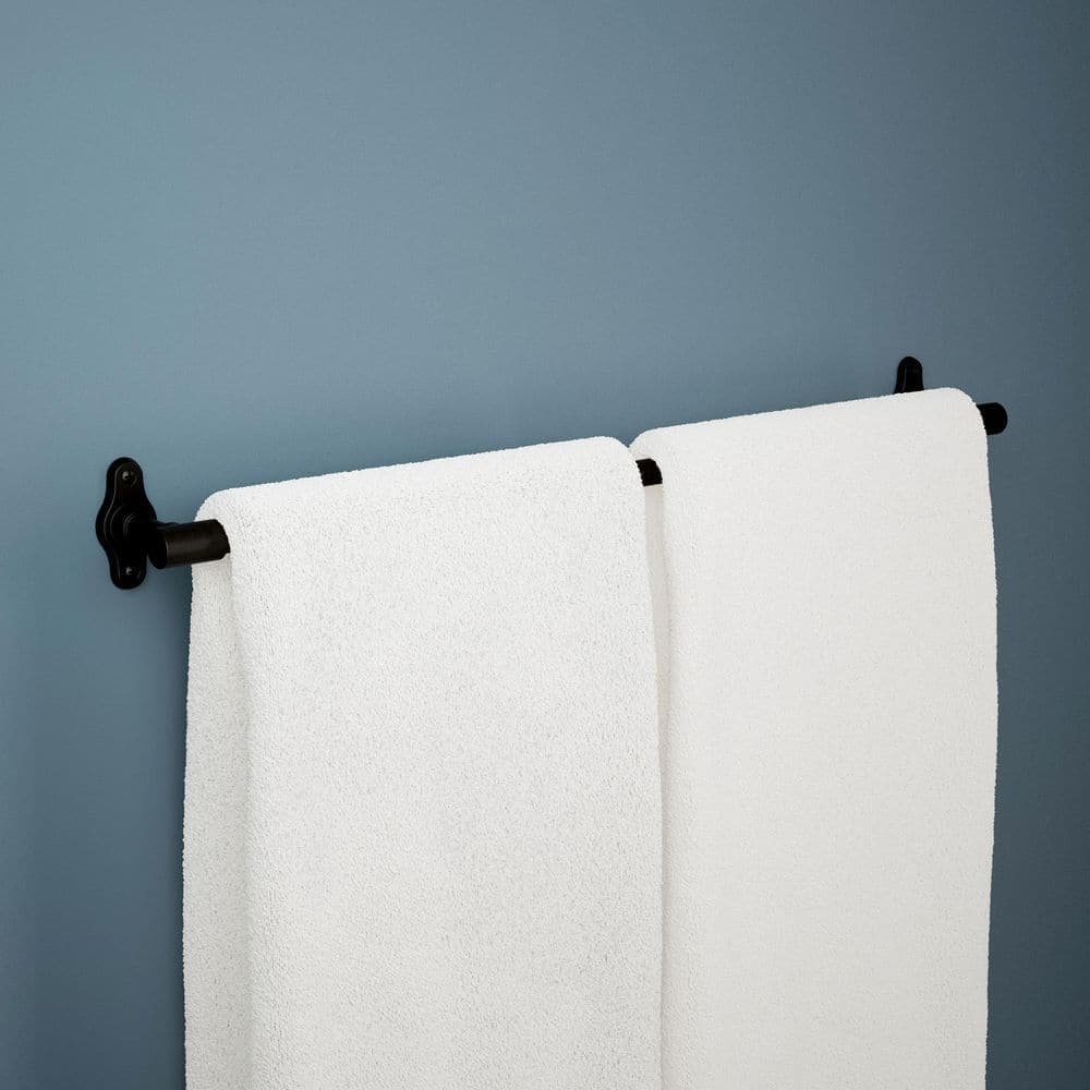Franklin Brass Calloway 18 in. Wall Mounted Towel Bar with 6 in. Extender Bath Hardware Accessory in Matte Black (2)