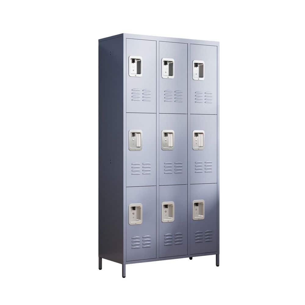 Amucolo 35.4 in. W x 72 in. H x 15.8 in. D Metal Locker Freestanding Cabinet in Gray with Lock for Home Gym Office School Garage (1)