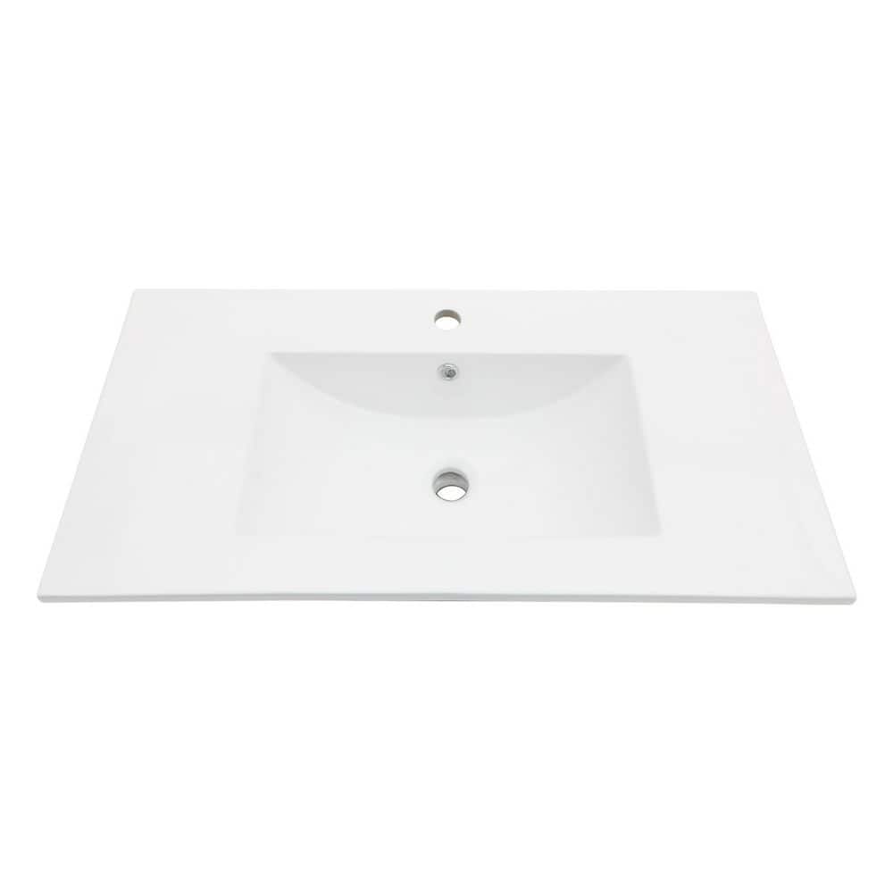 Buruis 36 in. Undermount Rectangular Bathroom Sink with Overflow Drain in White Ceramic, No Pop-up Drain (1)