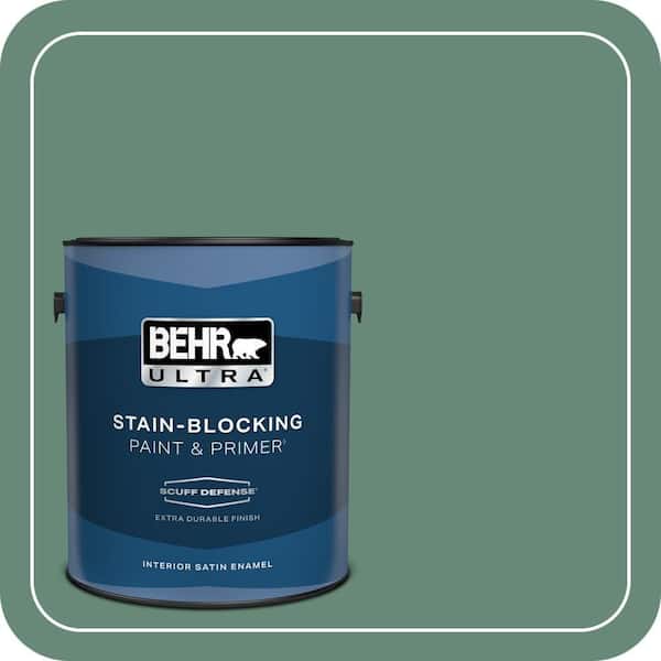 BEHR PREMIUM PLUS #PPF-35 Green Adirondack Enamel Interior/Exterior Paint & Primer Color Sample (2)