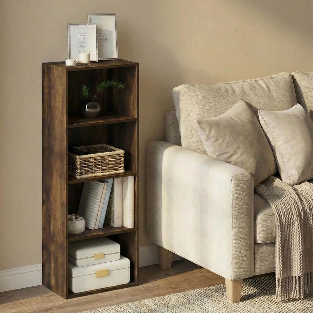 Furinno Luder 15.6 in. W x 41.7 in. H x 9.3 in. D Wood Rectangular Shelf in Amber Pine (2)