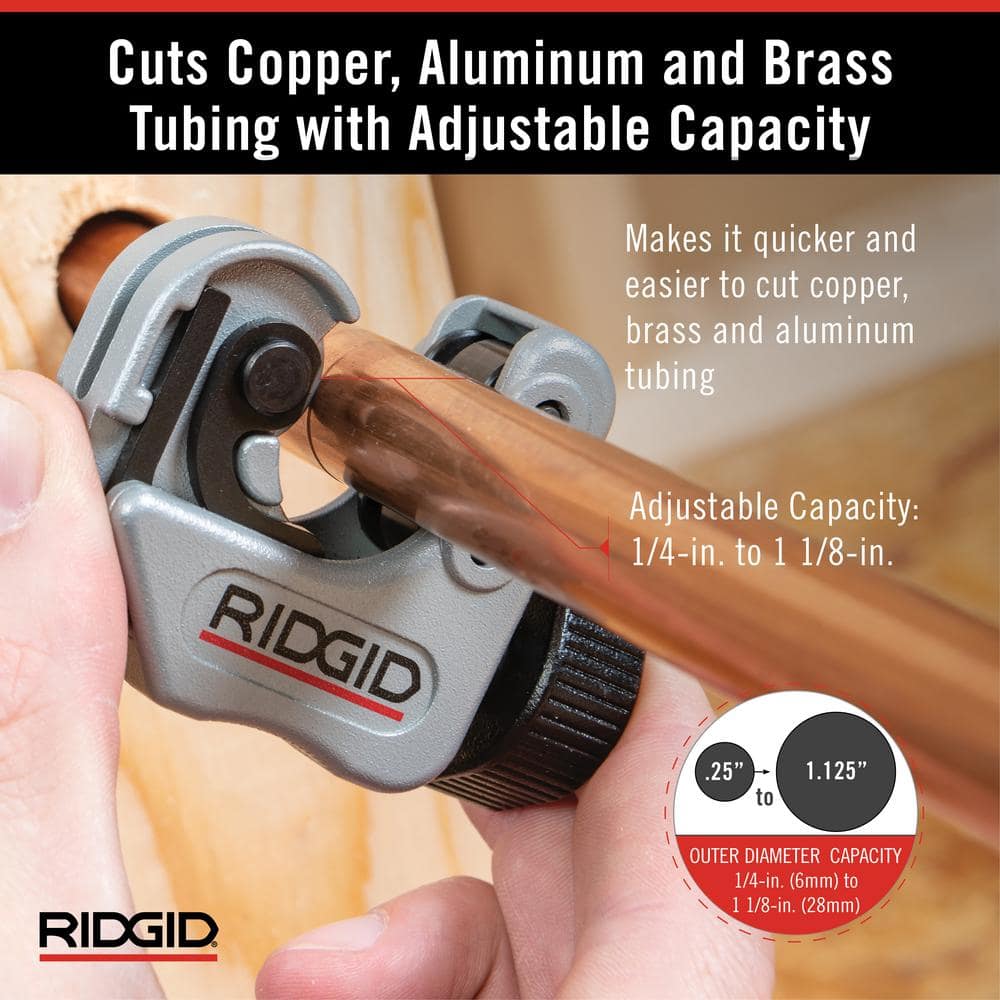 RIDGID 118 2-in-1 Close Quarters AUTOFEED 1/4 in.-1-1/8 in. Metal Tubing Compact Cutter,Tool with X-CEL Knob for Quick Cutting (3)