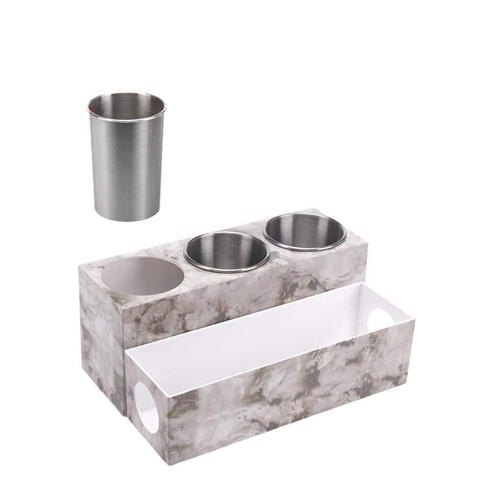 Wudkey 11.6 in. W Countertop Hair Tool Organizer in Marble, Bathroom Vanity Storage for Hair Dryers, Curling Irons, Accessories (1)