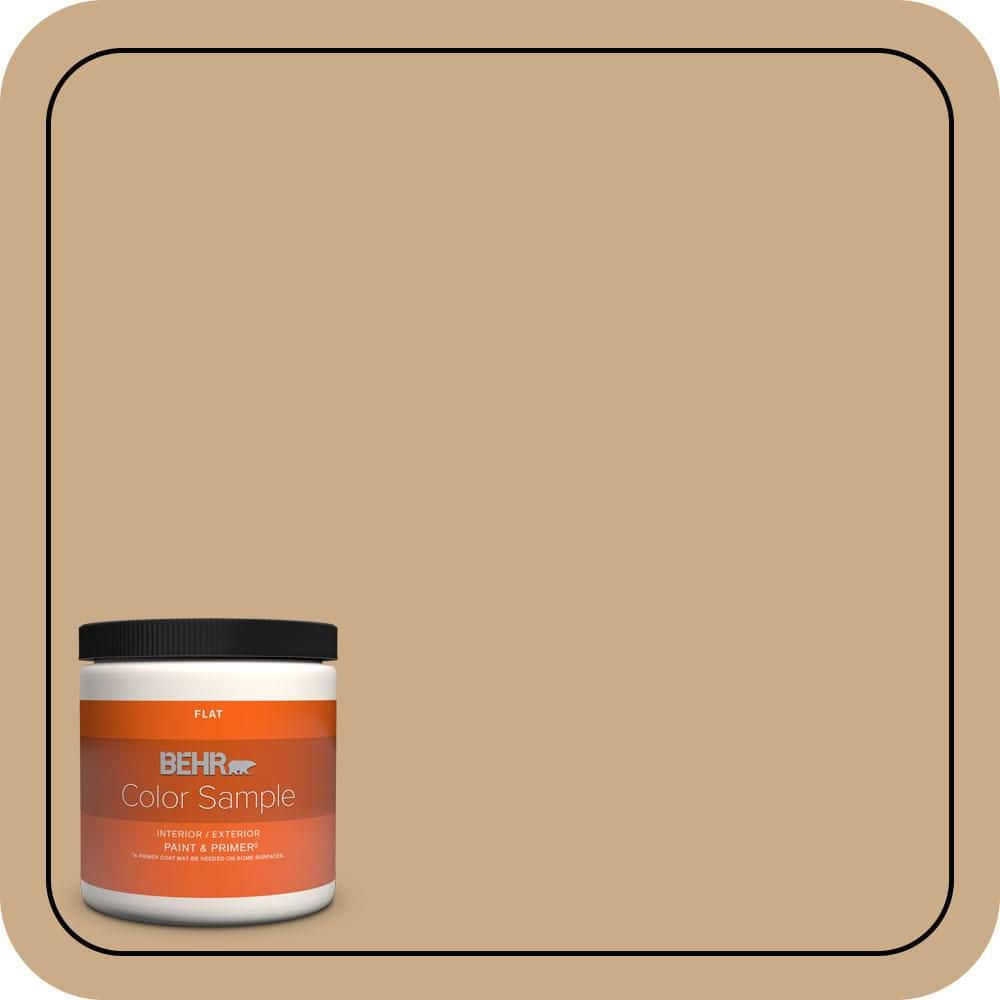 BEHR PREMIUM PLUS 8 oz. #N280-4 Perfect Tan Flat Interior/Exterior Paint & Primer Color Sample (1)