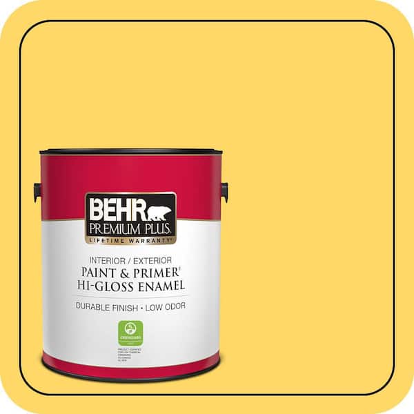 BEHR PREMIUM PLUS #360B-5 Citrus Enamel Interior/Exterior Paint & Primer Color Sample (3)