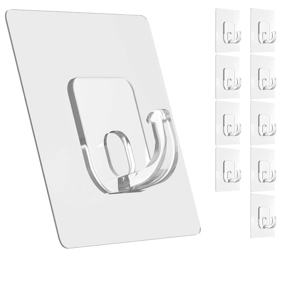 Unbranded Heavy Duty Self Adhesive Robe and Towel Hooks 10 Pack Holds 33 lb Damage Free Wall Hangers for tile walls (1)