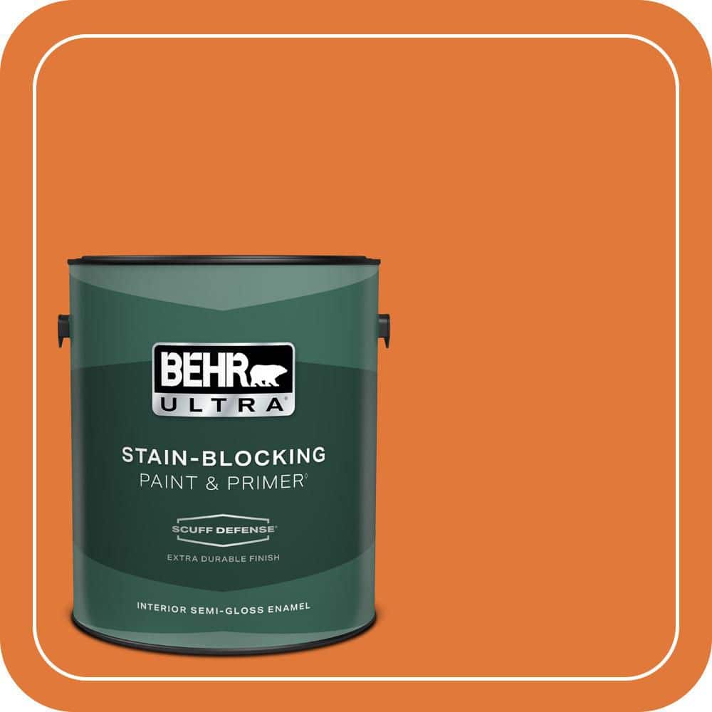 BEHR ULTRA 1 gal. #S-G-260 Citrus Blast Extra Durable Semi-Gloss Enamel Interior Paint & Primer