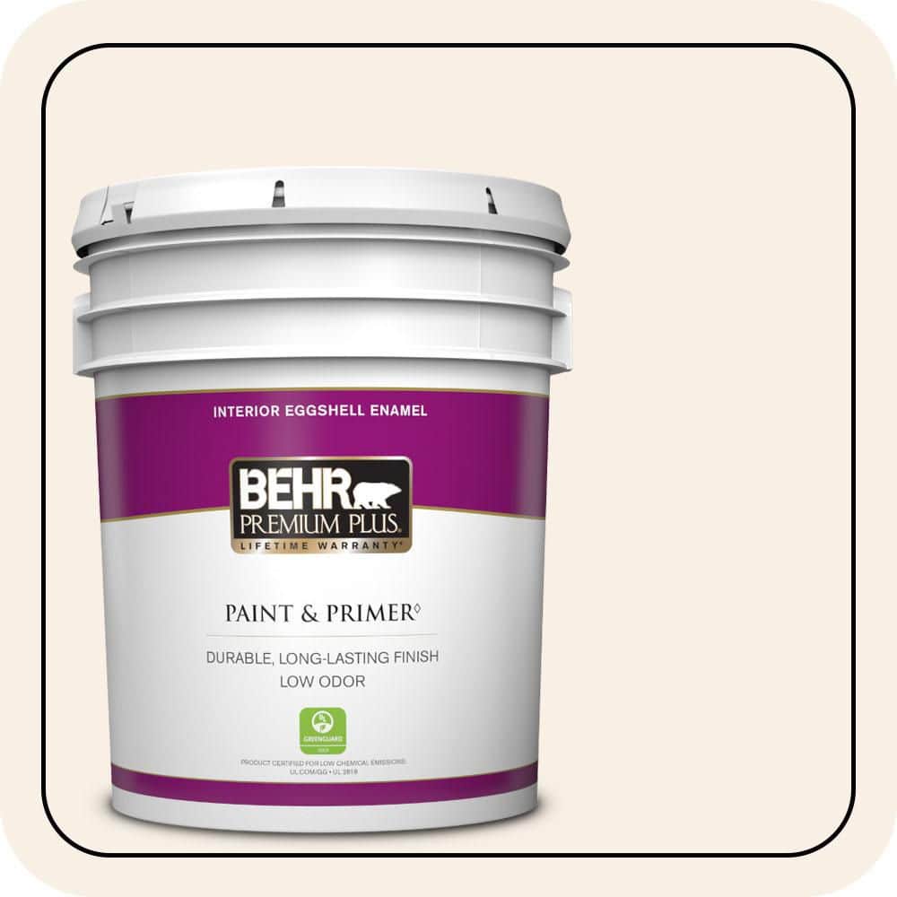 BEHR PREMIUM PLUS 5 gal. #W-D-100 China Cup Eggshell Enamel Low Odor Interior Paint & Primer