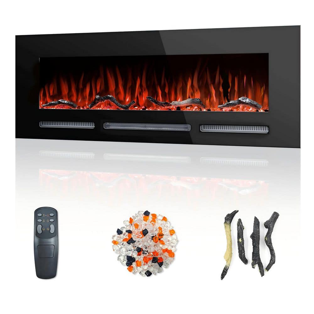 Delandgrand 42 in. Wide Electric Fireplace Inserts with 13 Flames, 750W/1500W, Thermostat, Timer, Recessed and Wall Mounted (1)