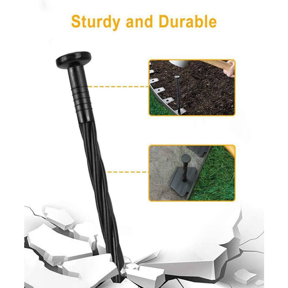 NVNOO 8 in. Plastic Landscape Anchoring Spikes for Paver Edging, Weed Barriers and Artificial Turf, Black (200-Pack) (2)