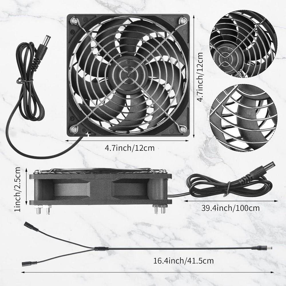 KIWDZFU 20W 16V Solar Panel Exhaust Fan Kit with Dual USB Adapters, Waterproof for Greenhouses, Chicken Coops, and Outdoor Use (3)