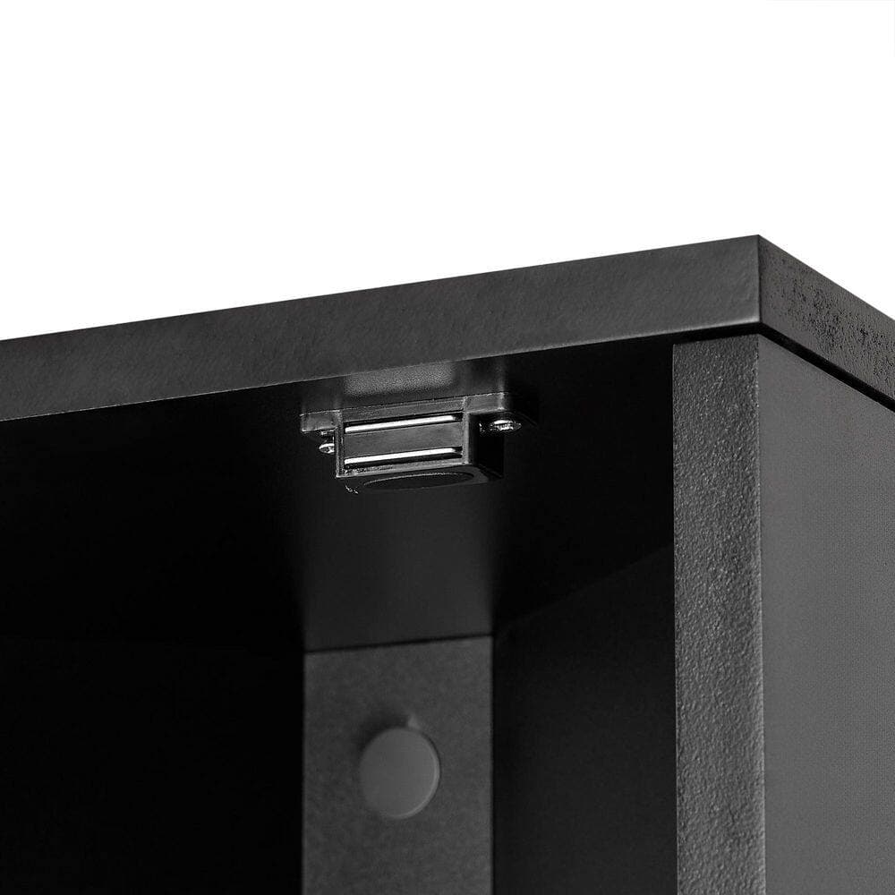 Tatahance 14.6 in. W x 9.4 in. D x 66.9 in. H Black Wood Corner Linen Cabinet with Doors, Adjustable Shelves and Open Shelf (3)