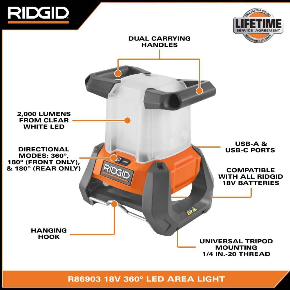 RIDGID 18V Cordless 360° Area Light (Tool Only) (3)