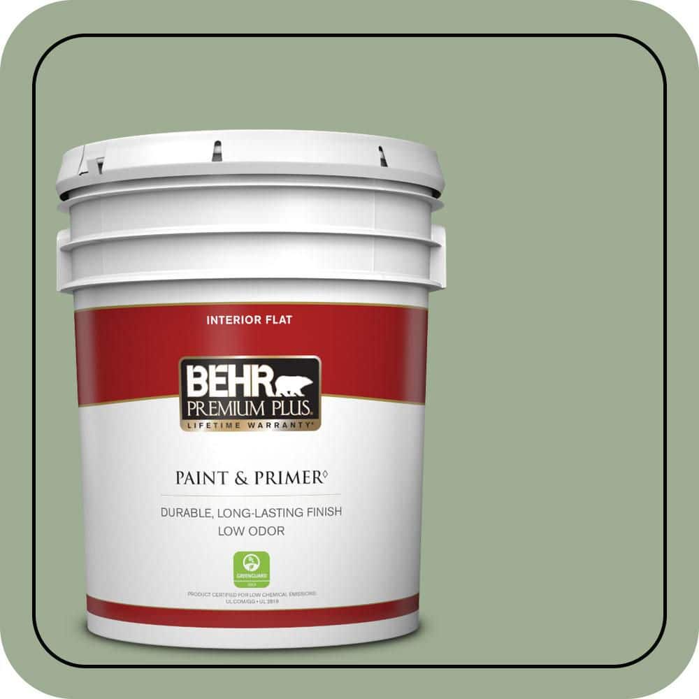 BEHR PREMIUM PLUS 5 gal. #S390-4 Roof Top Garden Flat Low Odor Interior Paint & Primer